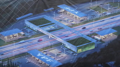El predio de 10 hectáreas ya muestra avances significativos en su estructura principal sobre el carril a Buenos Aires. Foto maqueta.