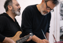 Sintonía creativa: Gustavo Palacios y Caio Di Lorenzo, una dupla que une música y artes plásticas en una noche fuera de lo común.