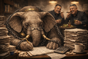 Símbolo de jaque: La metáfora del elefante encadenado ‘’haciendo los deberes’’ refleja el clima de subordinación que impera en el ascenso argentino.