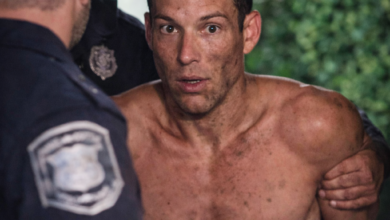 Captura y descenso: Tras varios minutos de tensión, efectivos de la Policía Bonaerense lograron que Jonatan Ceballos descendiera del árbol para proceder a su detención. (Recreación del hecho realizada con inteligencia artificial).