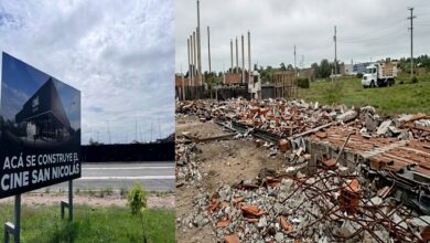 Las dos caras de la misma moneda: En el predio del ‘’cine’’ los ladrillos en el suelo cuentan la historia que el oficialismo prefiere no mostrar en sus redes.