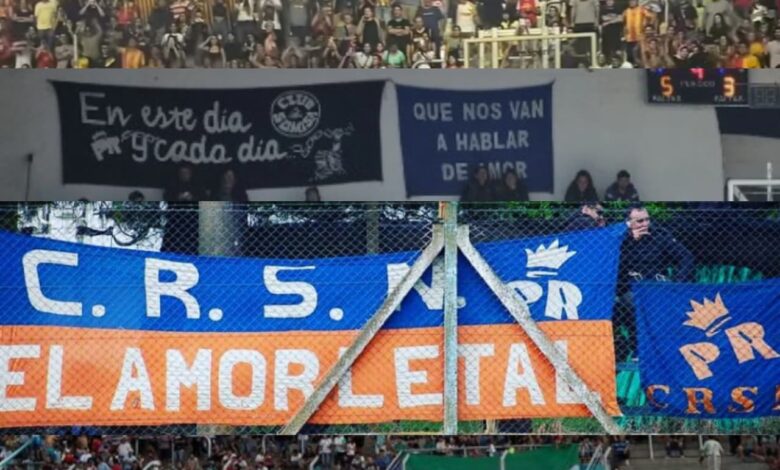 Sentir ricotero: Las hinchadas del deporte nicoleño trascienden el juego y se convierten en poesía, honrando a quien fue una de las voces de la resistencia popular, el Indio Solari. Fotos: Gentileza de las hinchadas de los 4 clubes citados.