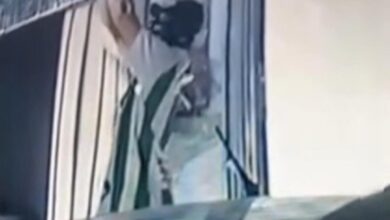 El registro fílmico de la propiedad privada captó el preciso instante en que el individuo desatornilla el artefacto lumínico del acceso residencial. Foto: Vecino de Barrio Fonavi.