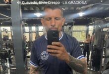"Día 2": Emiliano Vecchio compartió en sus redes sociales una postal entrenando con la indumentaria oficial de Somisa, palpitando su debut en el fútbol nicoleño. Fotos: redes sociales del futbolista.